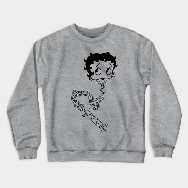 Betty Boom by Grip Grand Betty Boop Tattoo American Traditional Style Mace Crewneck Sweatshirt by Grip Grand